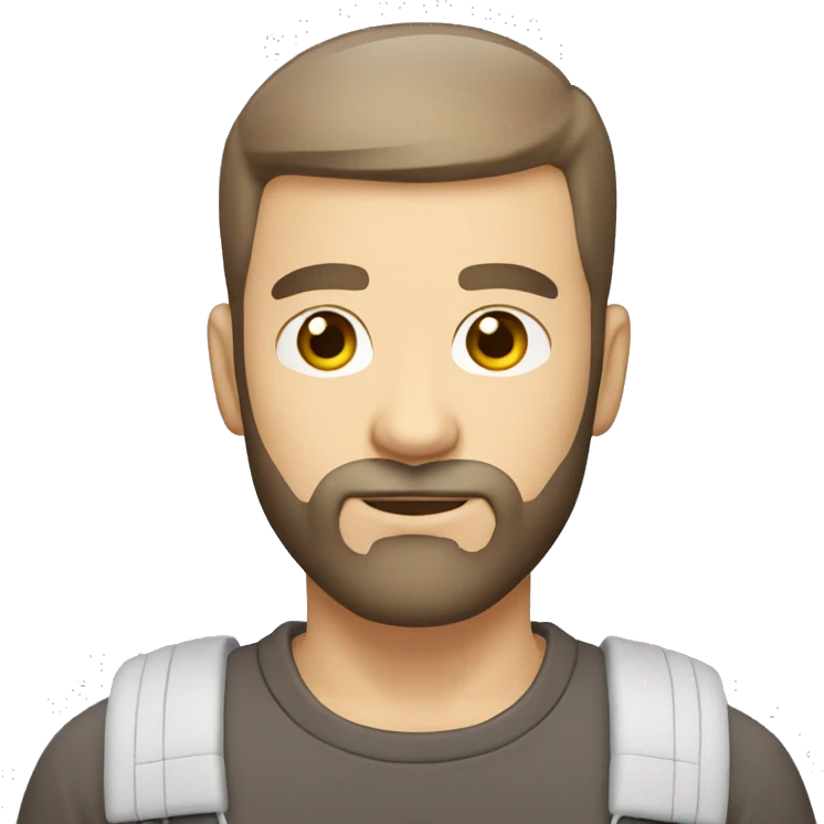 brown hair CREW CUT with beard, white skin 30 yeard old boy emoji
