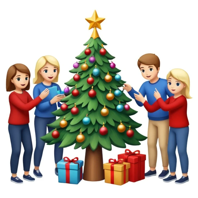 people decorating a Christmas tree emoji