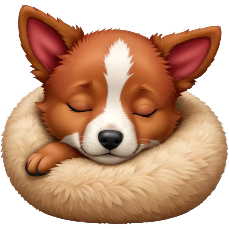 Sleeping red heeler puppy curled up in a ball emoji