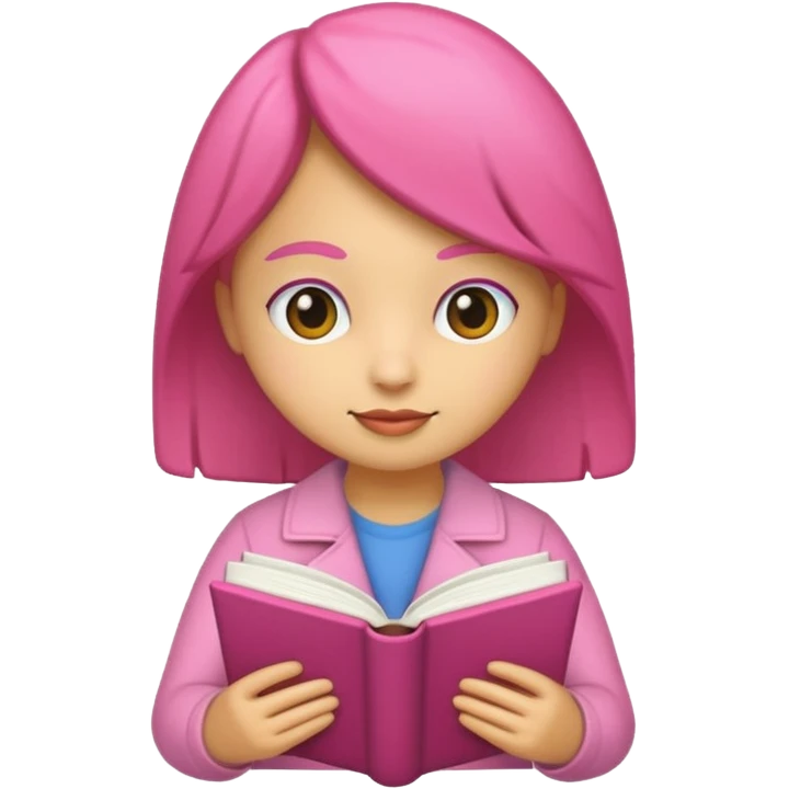 chica rosa pensando con libro ideas emoji