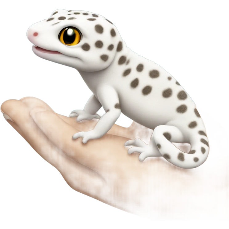 White leopard gecko in hand emoji