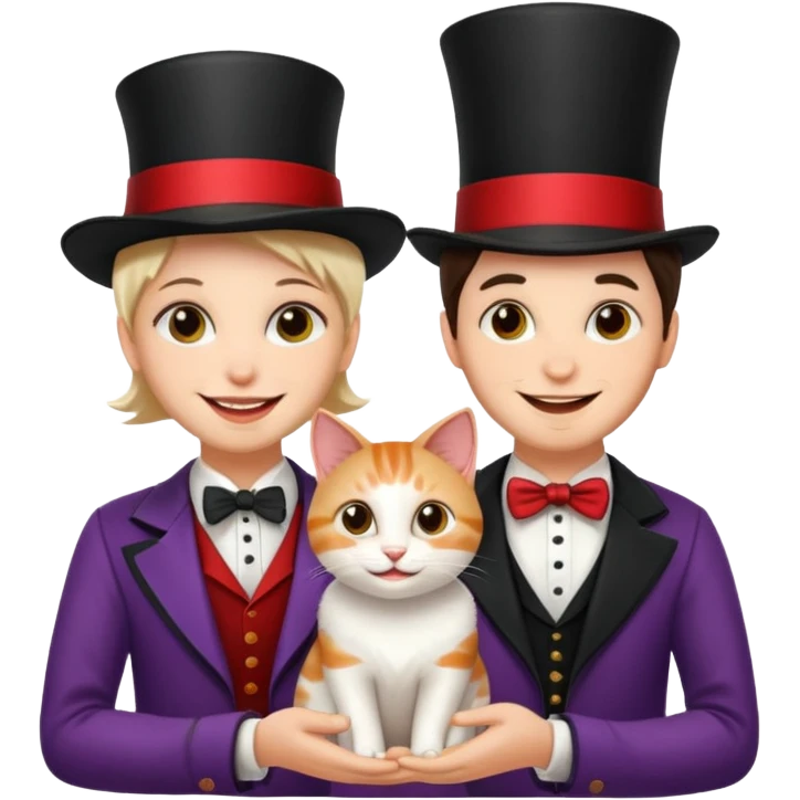magician couple and their pet cat emoji