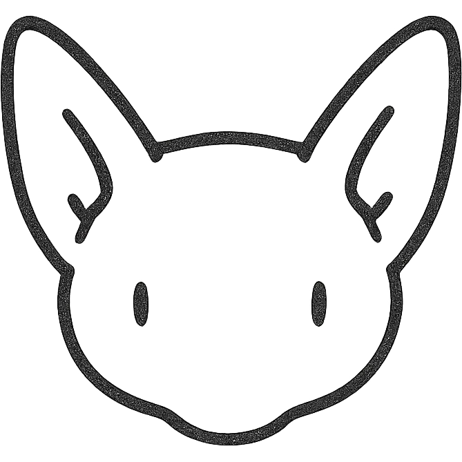 minimalist sphinx cat face icon with cute rounded shapes and proportions like Mew from Pokémon, modern sleek, single color, no facial features, for app icon use emoji