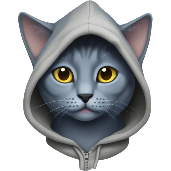 Russian blue cat wearing a hoodie  emoji