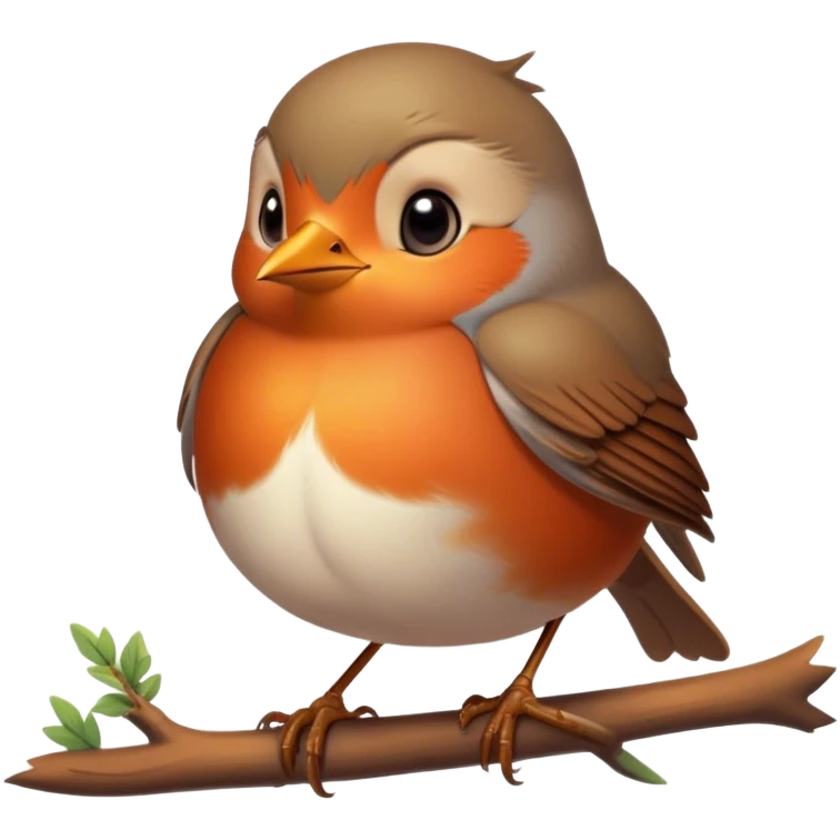 Cinematic Noble Robin Portrait Emoji, Poised and dignified, with a delicate, rounded build, a soft rust-red breast, gentle inquisitive eyes, and a small, refined beak, Simplified yet sharp and sophisticated features, highly detailed, glowing with a soft, warm glow, high shine, intelligent and graceful, stylized with an air of woodland charm, focused and attentive, soft glowing outline, capturing the essence of a watchful and confident robin that appears ready to flutter out of the screen with effortless authority! emoji