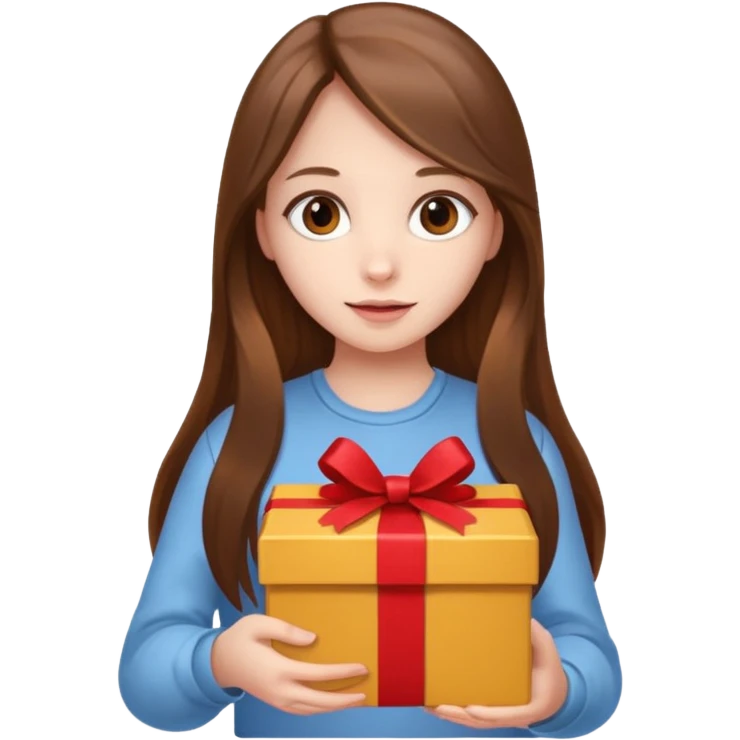 young girl with gift box, brown long hair






























 emoji