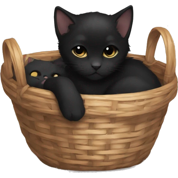 Black Kitten curled up in a basket dark academia aesthetic emoji