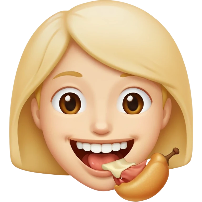 person chewing food slowly, smiling, simple and expressive emoji