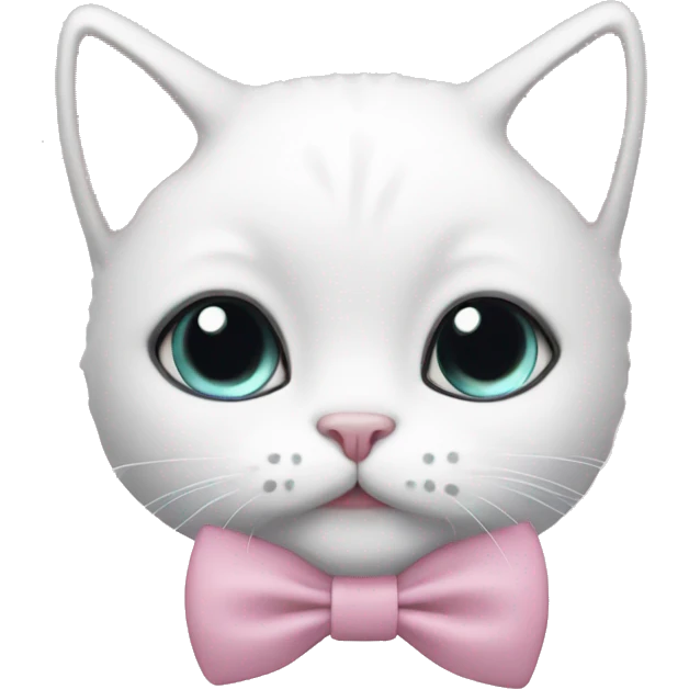 cute white cat wearing baby pink mask with bow emoji