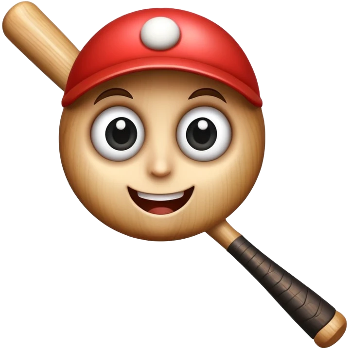 Baseball bat with big eyes and a happy expression emoji