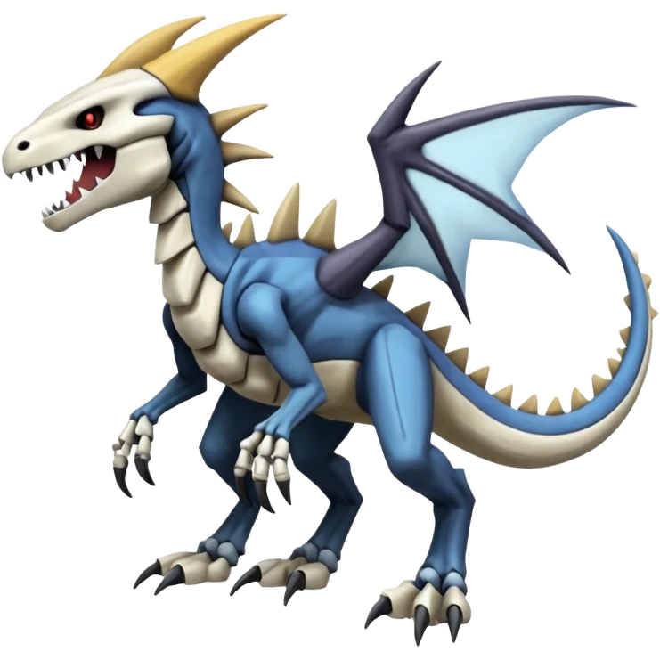 Skeletal Garchomp-Manectric-Marowak-Dialga-Duskull-Electrike-Fakémon-hybrid-creature (full body)  emoji