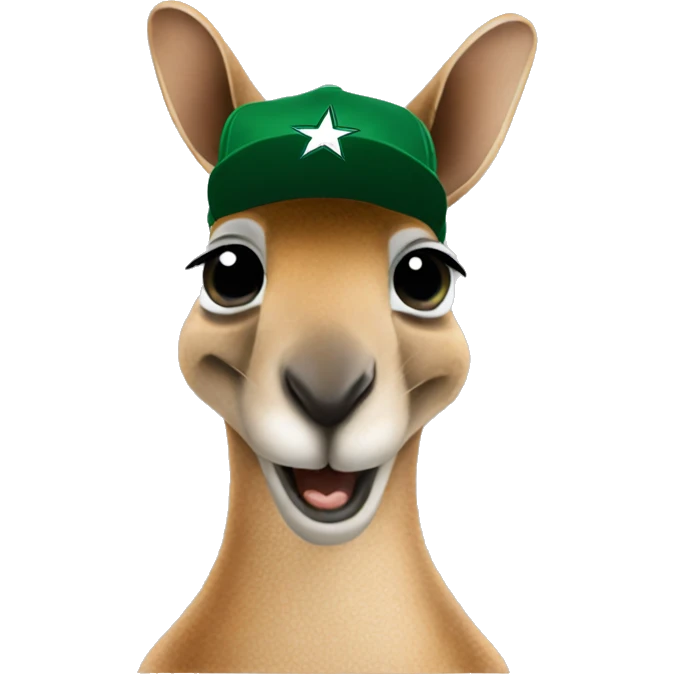 Kangaroo wearing a dallas stars hat emoji