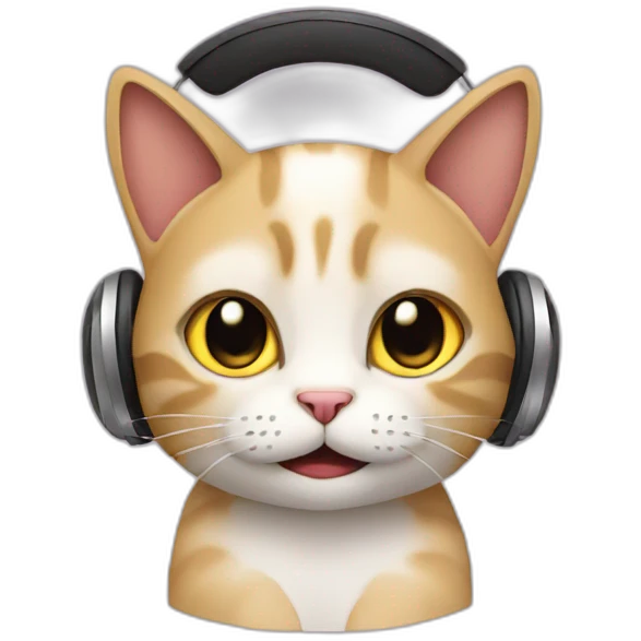 Cat listening to music emoji