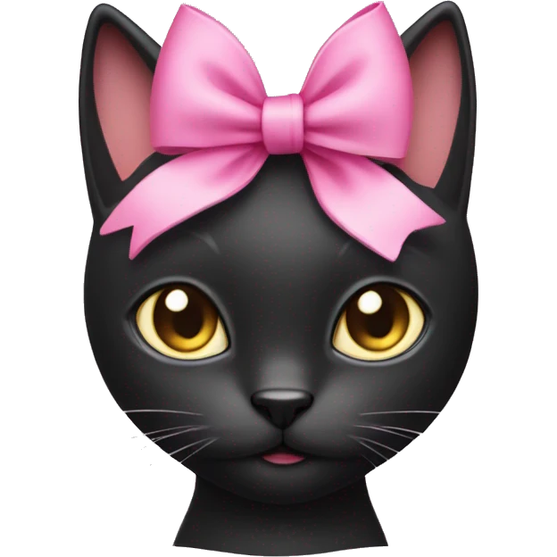 black cat with a pink bow on her head emoji
