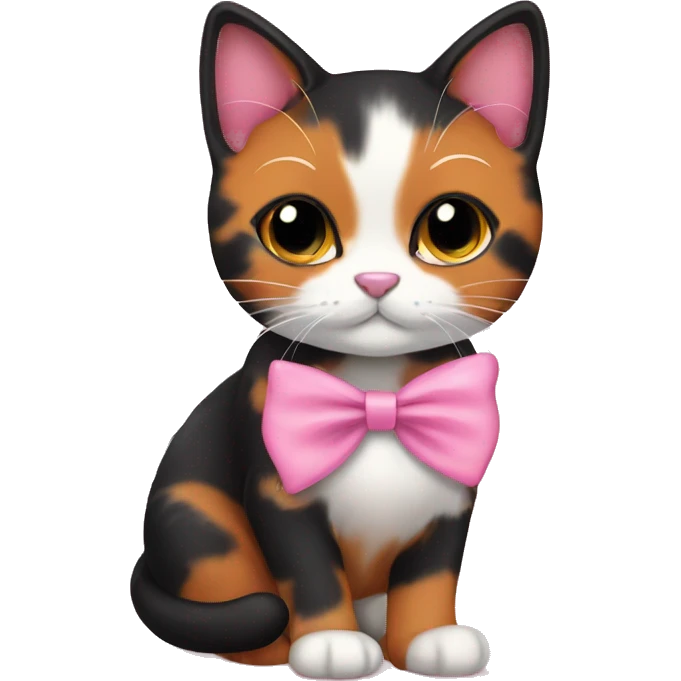 cute orange black calico cat with pink bow  emoji