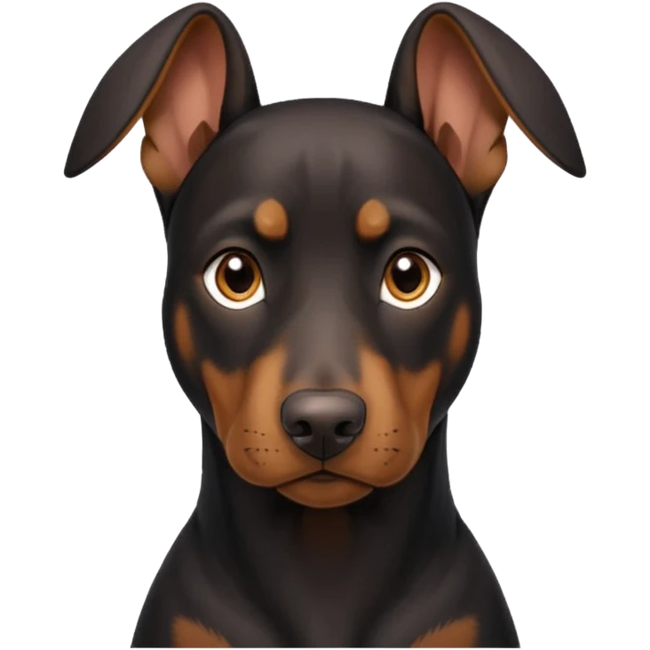 black and tan doberman portrait with floppy ears emoji