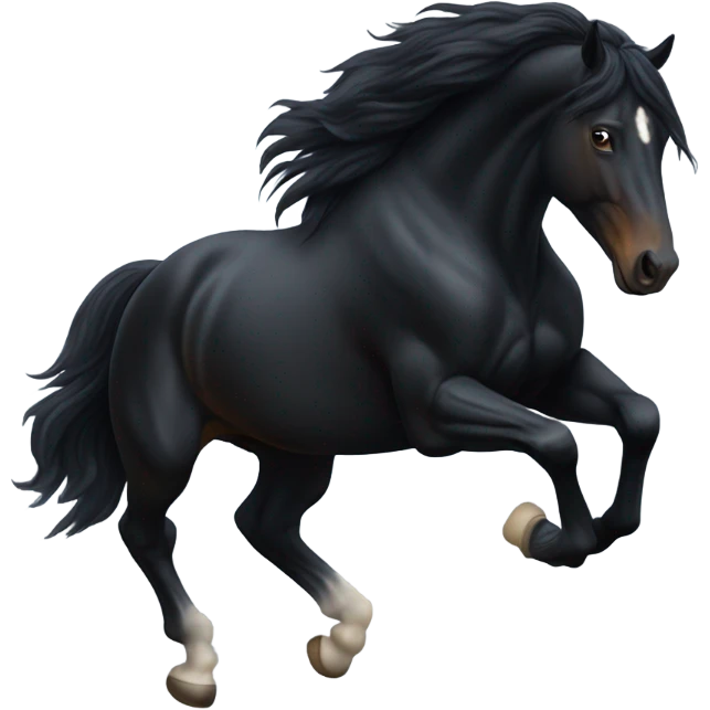 BLACK HORSE JUMPING , THE HORSE IS COMPLETELY BLACK  emoji
