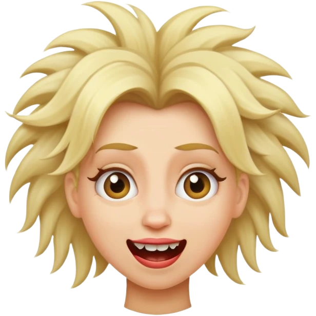 Blonde lady no teeth crazy hair emoji