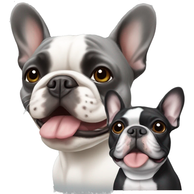 Grey French bulldog and Boston terrier emoji
