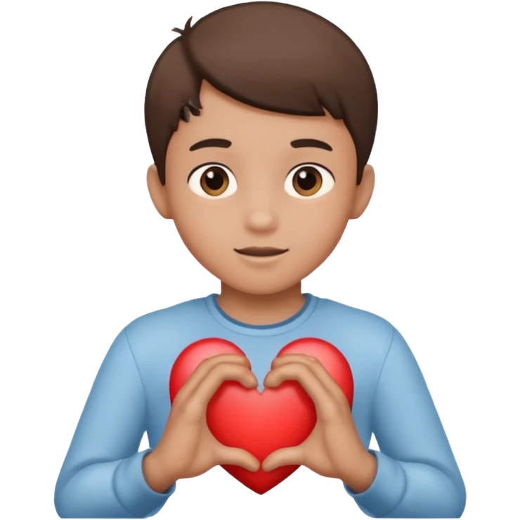 Boy with his heart in his hands signifying that he’s open to sharing his love to others  emoji