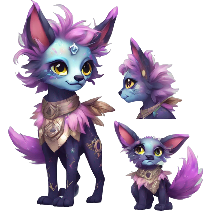 cute Kawaii edgy fantasy animal sparkle fursona Fionbri creature by griffsnuff & LiLaiRa & Falvie full body emoji