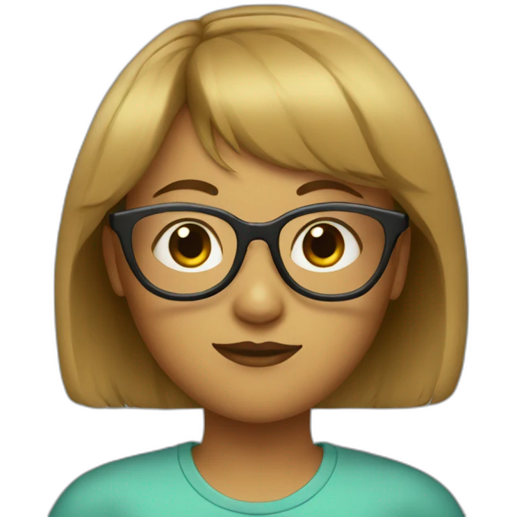 Girl with courtaim bangs and clear glasses  emoji