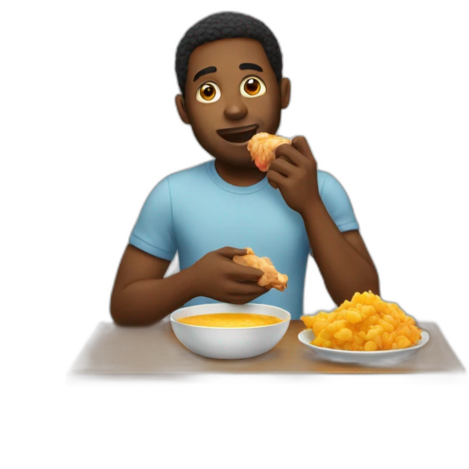 Black man eating chicken with honey emoji