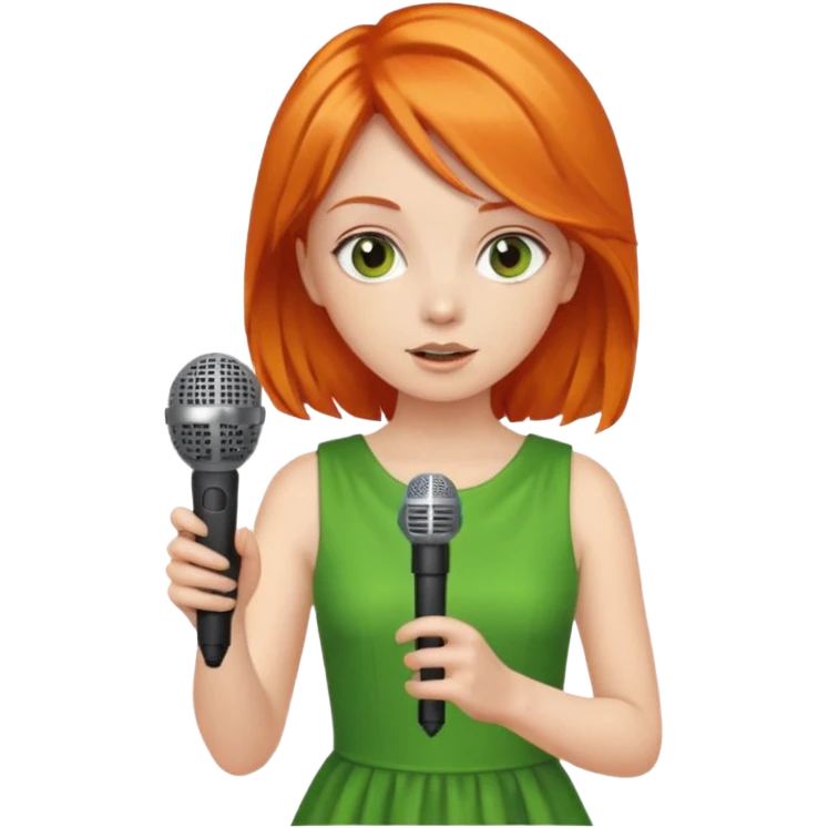 girl in blink green dress, orange hair, holding a mic



















 emoji
