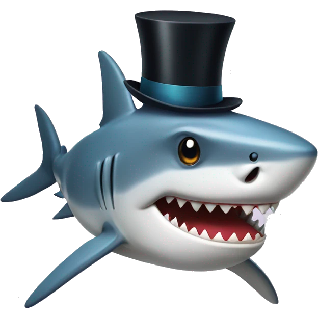 Shark with a top hat emoji