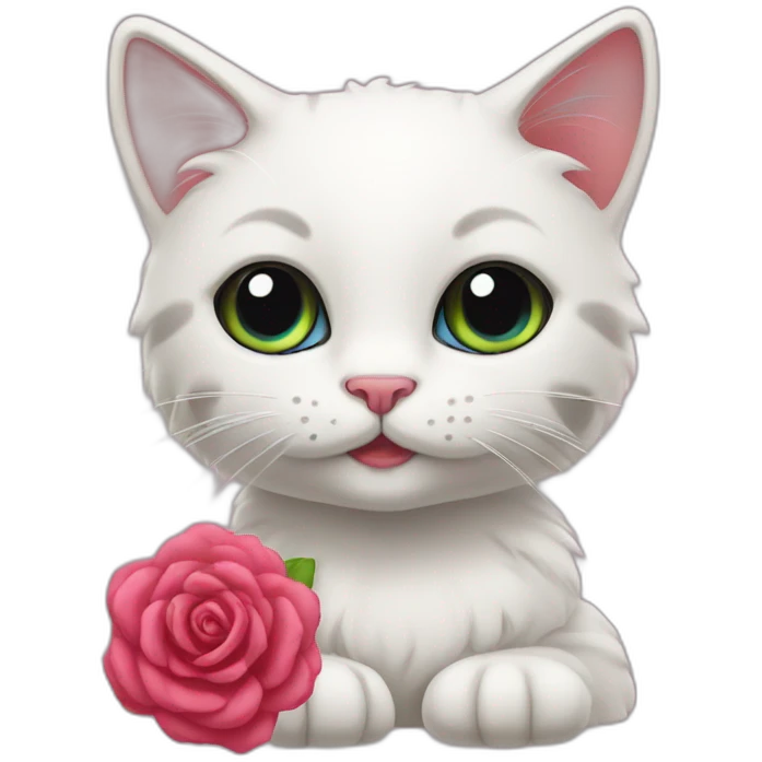 Halló kitty con una Rosa emoji