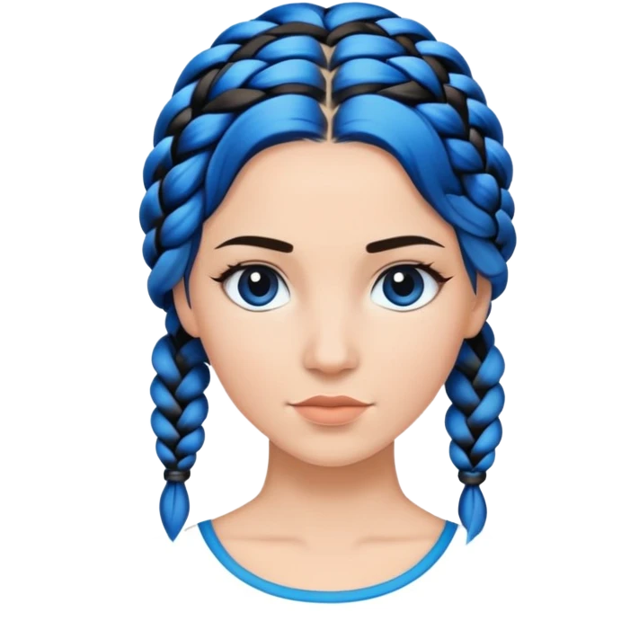 nữ, tóc tết lọn xanh lọn đen emoji