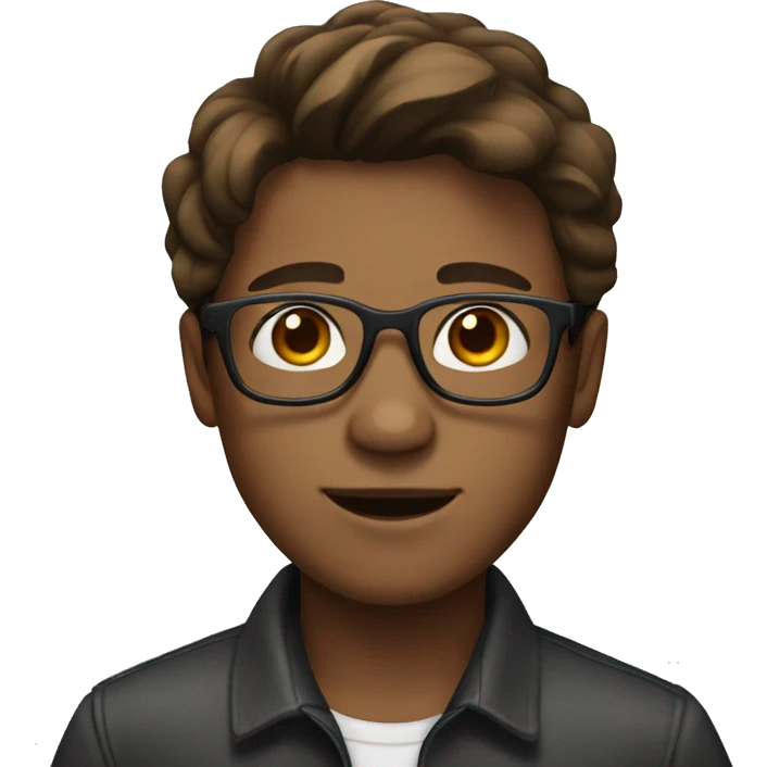 Brown hair boy with middle part with glasses emoji