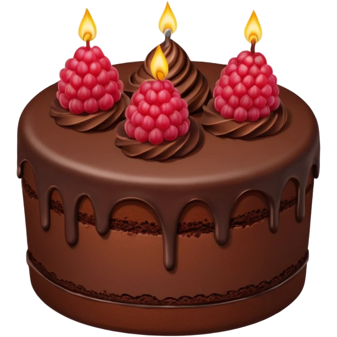 Chocolate Birthday Cake with raspberries emoji