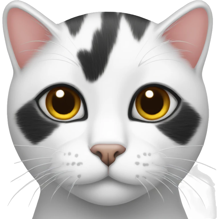 black and white cat white spot in left side of nose emoji
