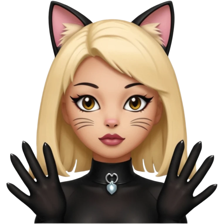 a baddie with lashes and nails and a cat outfit emoji