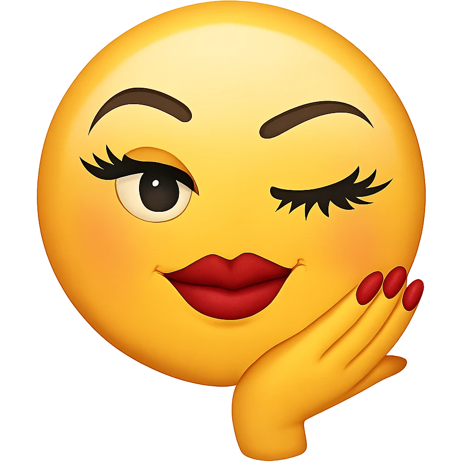 slay emoji, winking and confident, glamorous, no background emoji