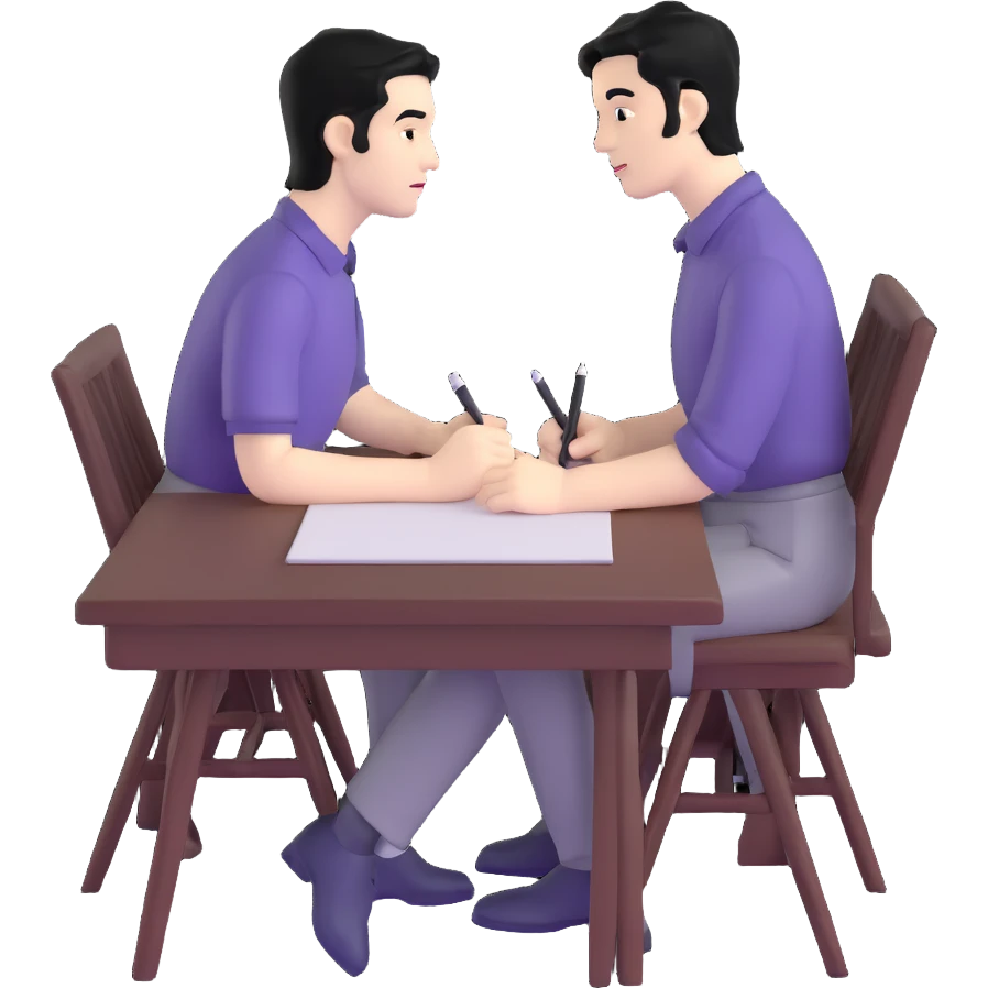white man with black hair drawing at a table emoji
