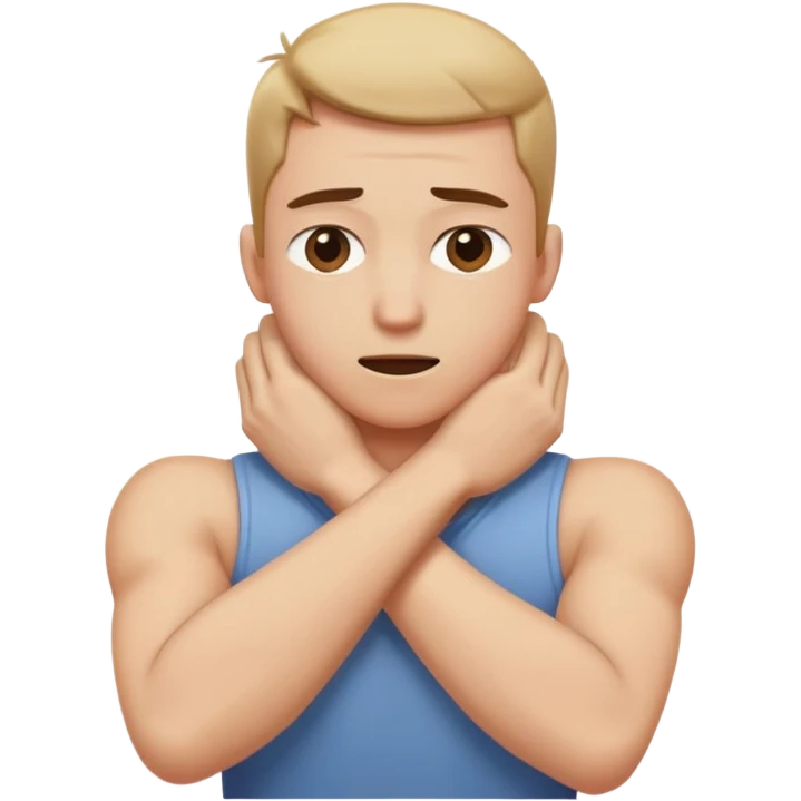 Arms crossed grabbing neck crashing out emoji