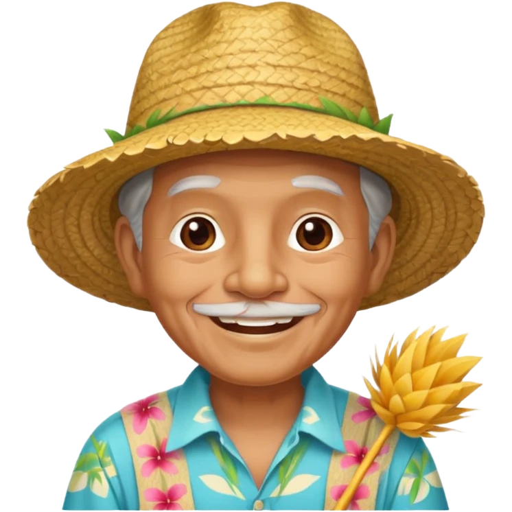 hawaiian old man with hat emoji