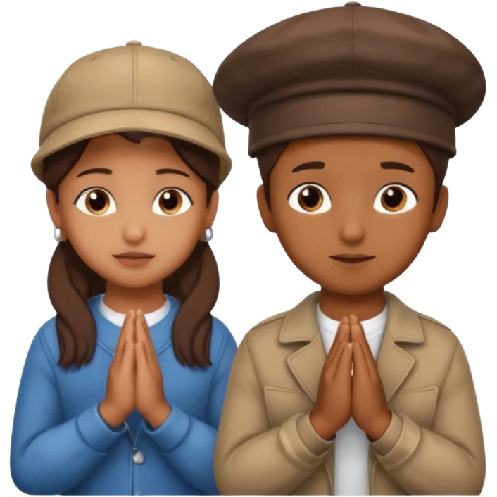 A BROWN MOTIVATIONAL girl and boy WITH A CAP ON WITH PRAYING HANDS emoji