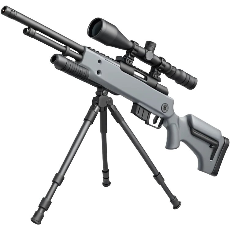 Mini ICBM launching lightweight sniper rifle wire stock, extended mag, assassin, bipod, laser emoji