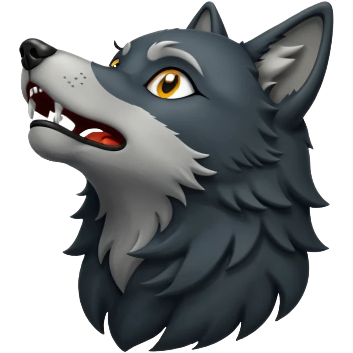 Black wolf howling eyes closed emoji