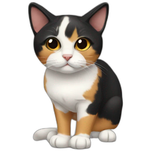 Calico cat with very black face and white nose stripe emoji