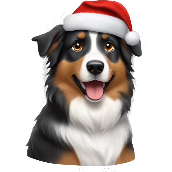 A Australian shepherd wearing Christmas hat  emoji