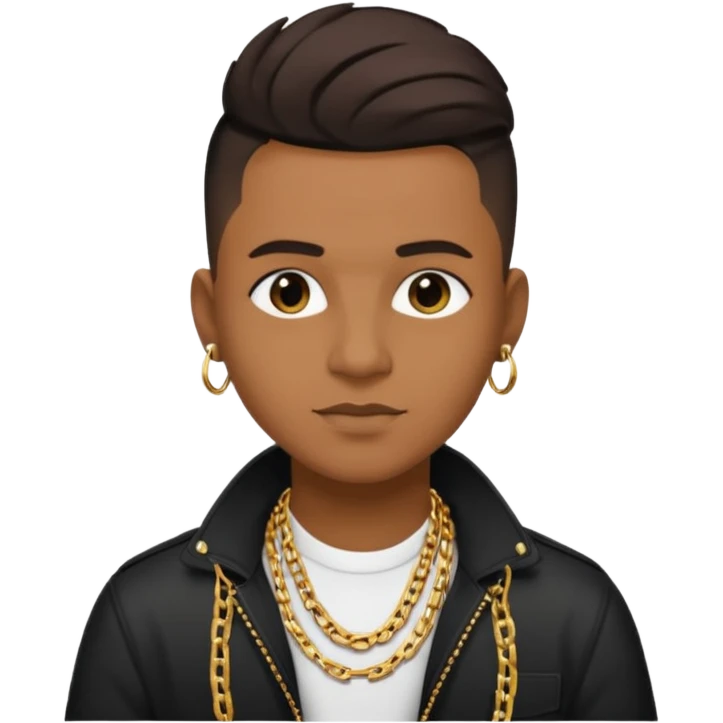 brown-skinned music producer, short black undercut, gold chain, modern style emoji