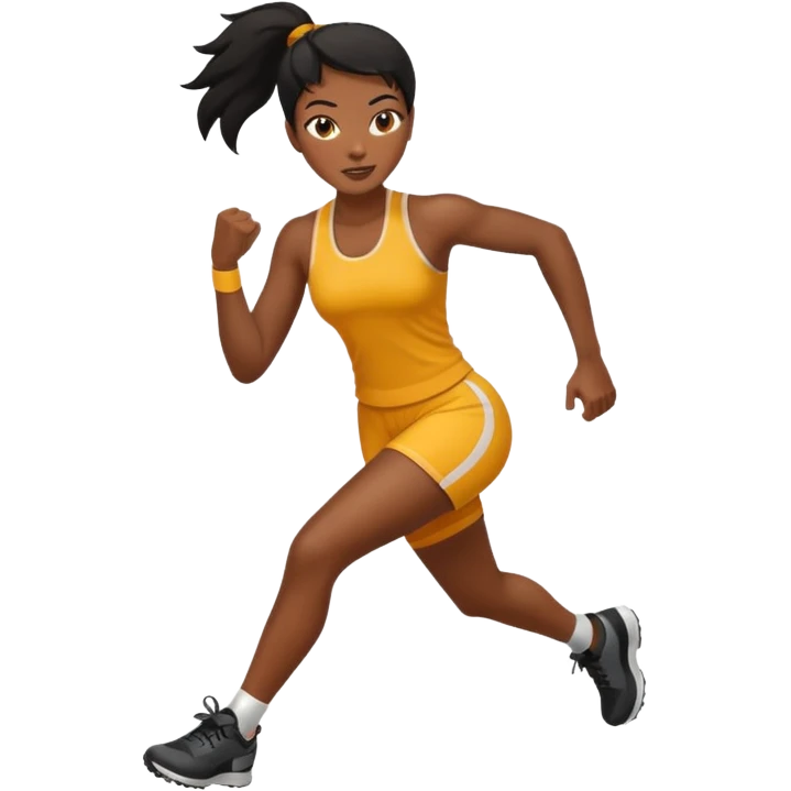 Femme noire avec cheveux noir et qui fait du sport emoji