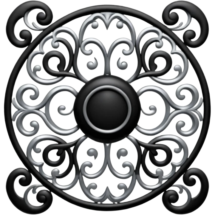 Black and silver filigree design, 3D, extremely detailed design emoji