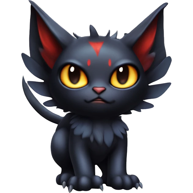 Cute edgy cool realistic vampiric dark eldritch fantasy Litten-Fakémon-Digimon with bat-wings as ears full body emoji