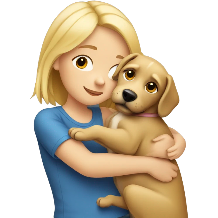 Blonde girl hugging a dog emoji