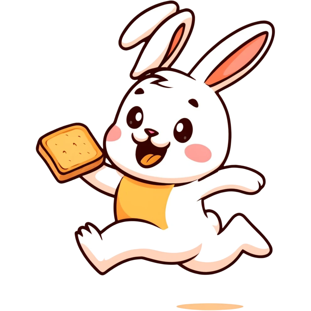 peach bunny running with toast in mouth emoji